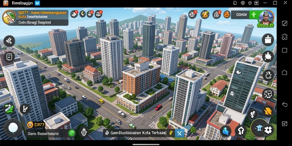 Screenshot gameplay IDR77 menampilkan pembangunan kota yang dinamis.