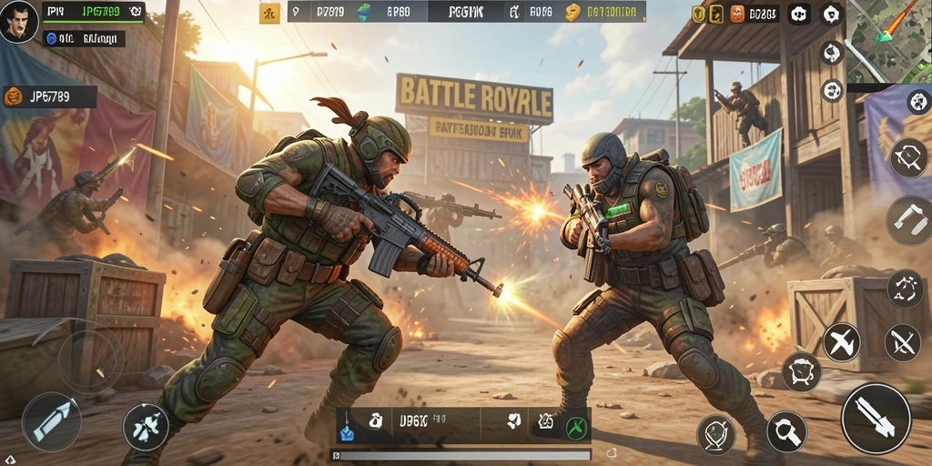 Tampilan gameplay intens dan seru dalam JP6789 Battle Royale.