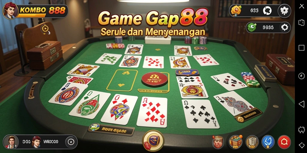 Screenshot dari gameplay seru KOMBO88 yang menampilkan pertarungan Gaple.