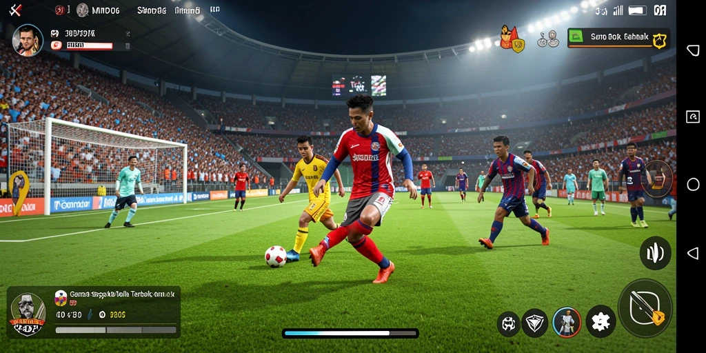 Screenshot MPO76 menampilkan aksi pertandingan sepak bola yang mendebarkan.